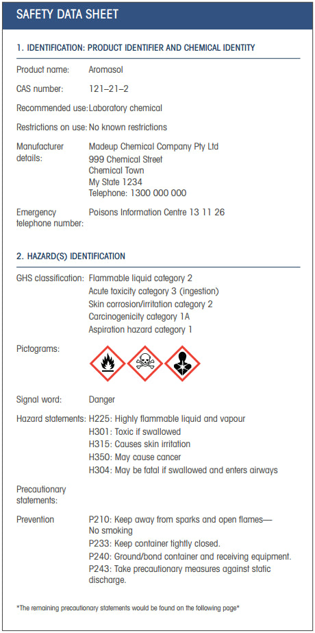 Example Sds Labeled Sds Materials Labels